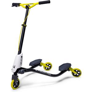 Yvolution Black/Yellow Fliker Pro Kids Drift Scooter, Adjustable Handlebar in 3 Heights, 3 Wheels, for Boys and Girls Age 7+ Years Old, Max User Weight 220lbs/100kg