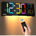 Digital Wall Clock, 16" Large Screen Wall Clock, Digital Alarm Clock with Remote Control, Temperature/Alarm/Date/Day/DST, LED Digital Wall Clock Adjustable Brightness