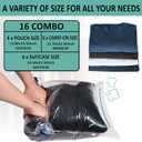 Cozy Essential Compression Bags for Travel - Travel Essentials - 16 Pack Space Saver Bags - No Vacuum Needed - Compression Packing Bags for Cruise Accessories