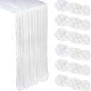 6 Pack White Cheesecloth Table Runner 10Ft Spring Gauze Cheese Cloth Table Runner 35x120 Inch Boho Sheer Rustic Fabric for Party Decor Baby Shower Wedding Holiday Decorations