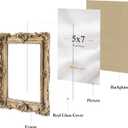 eletecpro 5x7 Vintage Picture Frame with Real Glass Cover, Ornate Antique Photo Frame, Display 5x7 Picture for Tabletop or Wall Hanging Horizontal & Vertical, Gold Home Decor for Gallery Art