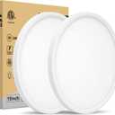 15 Inch LED Ceiling Light - Dimmable 2700-5000K 5CCT Selectable, 32W 3800LM, Round Flat Panel Low Profile Light Fixtures for Hallway, Kitchen, Bedroom, Laundry, 15 Inch 2Pack White