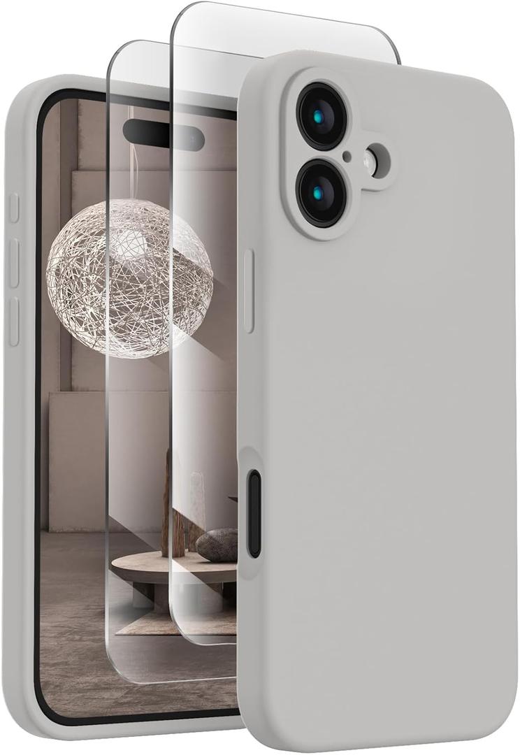 FireNova Designed for iPhone 16 Case, Silicone Upgraded [Camera Protection] Phone Case, Soft Anti-Scratch Microfiber Lining Inside, 6.1 inch, Natural Titanium