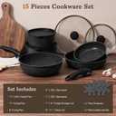 15Pcs Pots and Pans Set Non Stick, Cookware Sets with Detachable Handle, Nonstick RV Kitchen Cooking Tools Removable Handles, Oven Safe, Induction Fast, Stackable Induction Cookware,Black