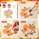 Funrous 24 Set Thanksgiving Crafts for Kids, Fall Unfinished DIY Crafts Keychain Thanksgiving Wood Cutouts Ornaments Painting Kit with Maple Pumpkins Cards for Boys Girls Autumn Harvest Activity Gifts