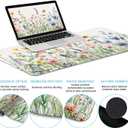 LIMKRIAN Flower Mouse Pad Set Large Desk Matt for Desktop, Ergonomic Mouse Pad with Wrist Rest, Gaming Wrist Support Keyboard Mat Cup Coaster Set Cute Office Desk Decor Accessories, Extended XX-Large