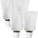 Alpurple 4 Packs Winter Drawstring Plant Covers-23.6 x 31.5 Inch Warm Plant Protection Cover Bags, Frost Cloth Blanket Protecting Fruit Tree Potted Plants from Freezing Animals Eating