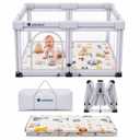 Foldable Baby Playpen with Mat, 50"x50", Light Gray