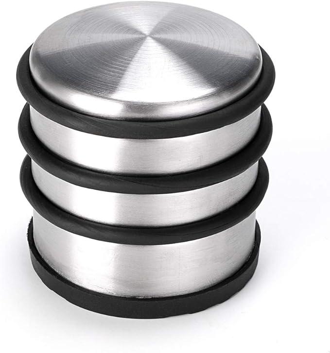 Sumnacon Heavy Duty Floor Door Stopper No Drill, Durability Stainless Steel Door Stops with Anti-Skid Rubber - Contemporary Decorative Safety Door Wedge for Home Office Commercial Industrial, 3X3.1Inch