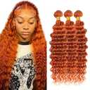 30 32 34 inch WuvuSnm 350 Human Hair Bundles Ginger Deep Wave Bundles Orange Deep Wave Bundle 150g