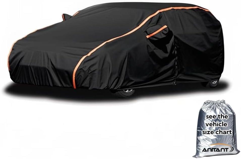 Lightweight Outdoor Hatchback Car Cover UV Rain Snow Protection Full Exterior Cover Waterproof All Weather FIT Hatchback Golf GTI VW Beetle Toyota Matrix Under 179" (Size 12: Hatchback (Up To 178"), Black(Air Pro))