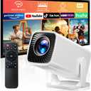 Mini Projector with 4K Support, Portable Projector with Electric Focus & Keystone, 270 Rotatable Stand, Short Throw Home & Outdoor Movie Projector Compatible with TV Stick, Phone & Laptop