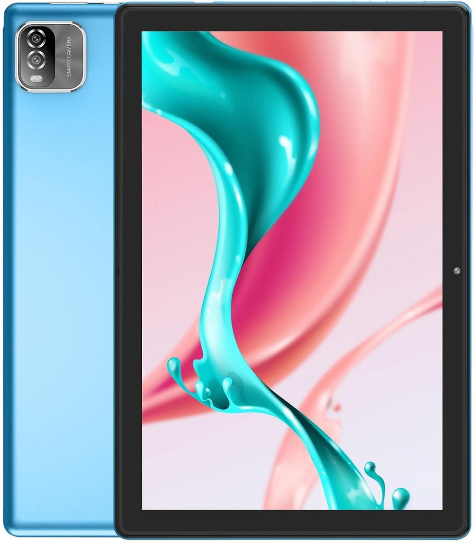 10 inch Tablet Android, 64GB, 1TB Expandable, Quad-Core Processor, 1280 * 800 HD IPS Display, Dual Camera, 6000mAh, Bluetooth,Type-C (Blue)