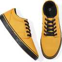 kufeiti Men's Canvas Black Casual Shoes Sneakers Low Top Lace Up Walking Shoes Sneakers for Men (Yellow)
