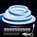 16.4FT Neon Lights Daylight, LED Flexible Linkable Waterproof Rope Strip Lights Nature White for DIY Sign Living Gaming Room Bedroom Bars Wall Party Wedding Christmas Indoor Outdoor Dcor