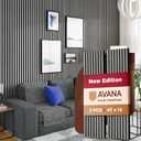 Avana Acoustic Wood Wall Panels 47.2 X 12.6 Inch Gray Oak Acoustic Panels 2 PCs Modern Wall Panels for Interior Wall Decor for Homes, Offices, Studios Sturdy and Durable Wood Panels for Wall