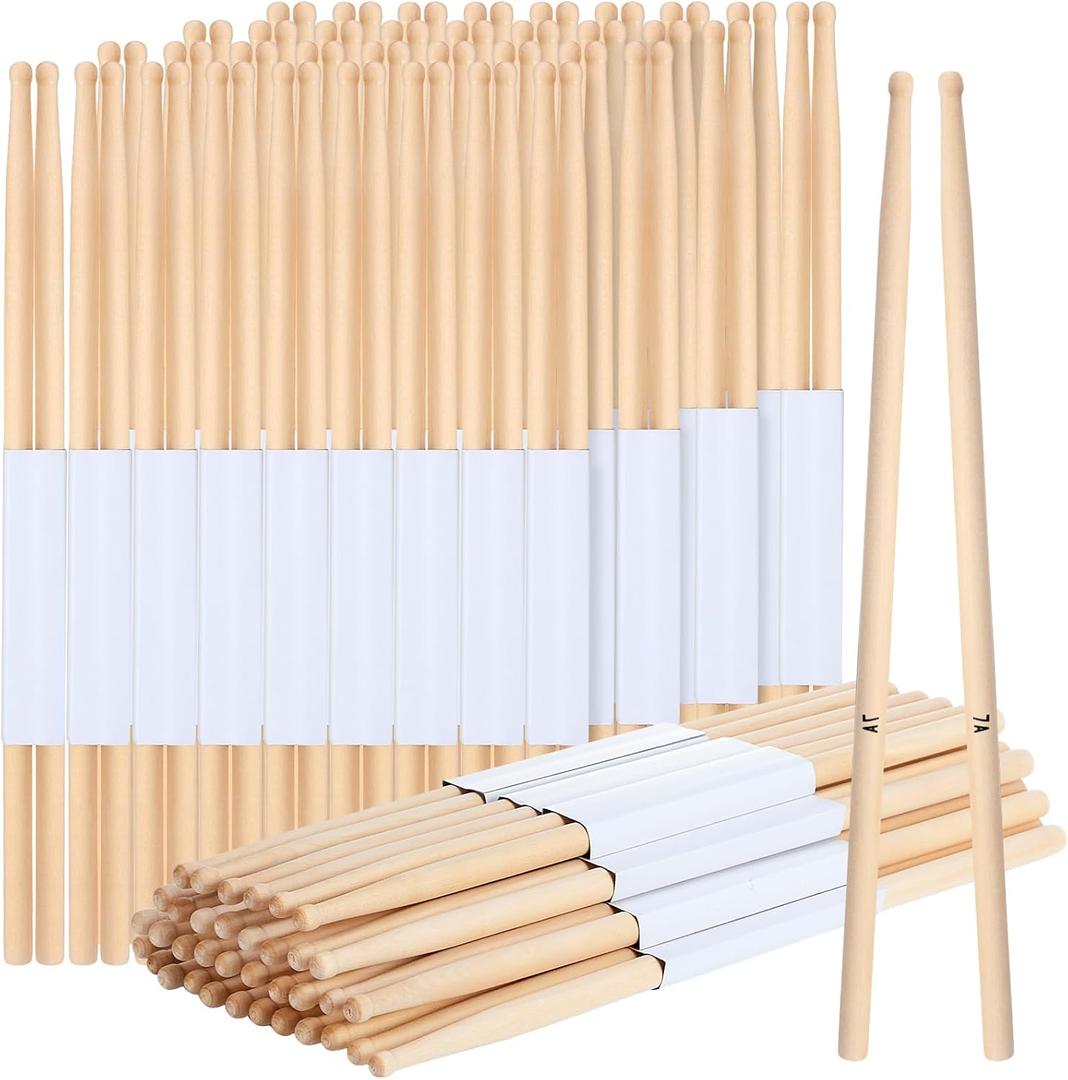 Qeeenar 36 Pairs Drumsticks Maple Round Wood Tip Drum Sticks Classic Drumsticks Musical Instrument Percussion Accessories for Adults (7a)