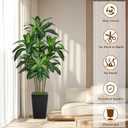 6FT Artificial Dracaena Tree, Fake Tree Indoor with Black Tall Planter,Tall Artificial Plants Indoor,Artificial Silk Tree for Home Office Decor (Black)