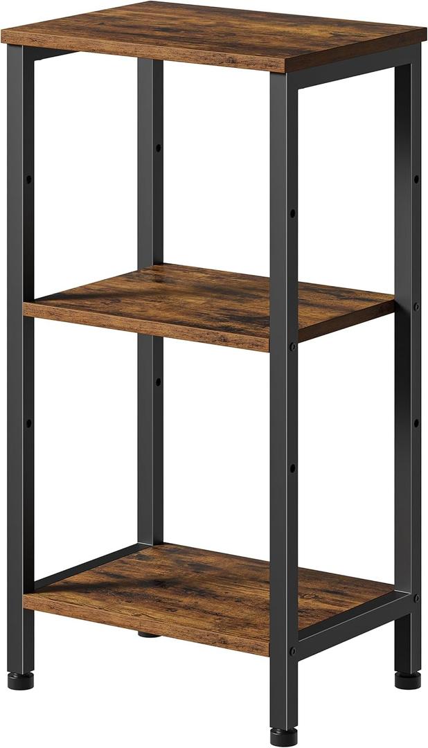 Asgolion Small Side Table, Tall End Table with Adjustable Shelf, Accent Table Stand for Home Decor, Small Entryway Table, Bedroom Nightstand, Living Room, Office, Rustic Brown