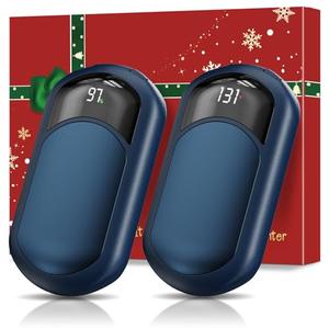 AI Hand Warmers Rechargeable 2 Pack, 6400mAh Portable Pocket Electric Hand Warmer, Fast Heating 3-Settings Reusable Handwarmers for Christmas, Gloves, Travel, Hunting Essentials Men Women - Blue