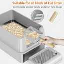 Stainless Steel Cat Litter Box with Lid, XL Extra Large Litter Box for Big Cats, Enclosed Removable Metal Litter Boxs with High Sided Enclosure & Scoop, Anti-Leakage, Non-Sticky, Easy Cleaning(Grey)