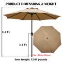 Blissun 9' Outdoor Patio Umbrella, Outdoor Table Umbrella, Yard Umbrella, Market Umbrella with 8 Sturdy Ribs, Push Button Tilt and Crank