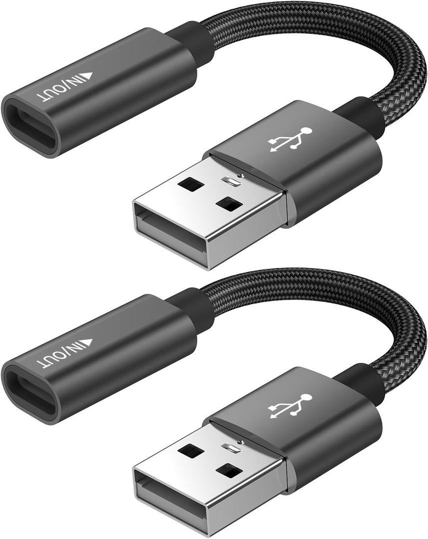 USB C Female to USB Male Adapter (2-Pack),Type C to USB A Charger Cable Adapter, Compatible with iPhone 16 15 15 Pro Max,iPad 2018,Samsung Galaxy Note 10 S22 S21 S20+ Plus Ultra,Google Pixel 4 3