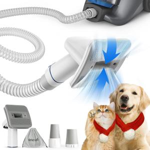 oneisall Dog Brush Vacuum Attachment with 1-1.5'' Universal Adapter, Dog Vacuum Brush for Shedding with 1.5m Extension Tube for Home Cleaning, Compatible with Most Round Vacuum Cleaners