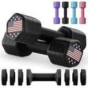 Zempox Adjustable Dumbbell Set of 2, 4 in 1 Hand Weights for Women at Home, 5 lb Weights Dumbbells set of 2, Each 2lb 3lb 4lb 5lb with TPU Soft Rubber Handle for Home Gym Exercise Training, Black