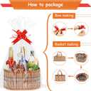 3 Set Baskets for Gifts Empty, Large Woven Bamboo Gift Basket Kit with Handles, Sturdy Empty Gift Baskets to Fill for Mothers Day, Birthday Party Wrapping Gift -3 Cellophane Wrap Bags
