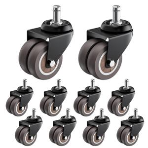 2 Inch Office Chair Wheels (Set of 10),Heavy Duty Grey Rubber Chair Casters Replacement, Desk Chair Wheels for Hardwood Floors and Carpet, Smooth & Quiet Universal Fit for Most Chairs(10 Pack)