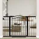 Fairy Baby 48.9"-51.5" Extra Wide Baby Gate with Door, 49 50 51 Inches Walk THR Baby Gates for Stairs Pressure Mounted no Drill, Indoor Tension Metal Pet Dog Gate, Auto Close Safety Gate, Black