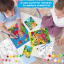 4 Pack Paint by Numbers for Kids Ages 6-8 8-12, Pre-Drawn Canvas Painting Kit with 12 Acrylic Paints & 8 Brushes, DIY Canvas Art Kits for Kids Painting Activities, Classroom Crafts, Wall Decor