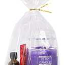 Wowfit 50 CT 12x16 inches Large Clear Bottom Gusset Cellophane Gift Bags with 6" Gold Twist Ties, Cello Packaging for Baby Showers, and Wedding Gift Wrapping