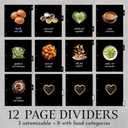 Recipe Binder, 3 Ring Recipe Book with dividers, Plastic Sleeves and Pages, Kitchen Conversions Inside, Modern Black Design with Vegetables, Gift for Home Cooks and Chefs