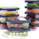 10-Pack Glass Food Storage Containers with Tempered Glass Lids – Borosilicate, Airtight, Oven-Safe (-4°F~950°F), BPA-Free, 4.4 & 1.6 Cup, Leak-Proof, Dishwasher Safe (Blue)