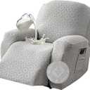 Gennia Waterproof Recliner Chair Cover,Stretch Reclining Sofa Covers with Pockets,Washable Lazy Boy Recliner Slipcovers,Leakproof Couch Protector for Kids, Pets, Dog and Cat (1 Seat, Light Gray)