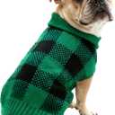French Bulldog Sweater Soft Knitted Small Dog Sweater Turtleneck Puppy Pullover Frenchie Pug English Boston Terrier Bully Pitbull Sweatshirt Clothes Cold Weather Coats - (Green, Small)