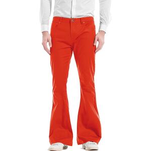 Men's 60s 70s Disco Bell Bottom Relaxed Stretch Vintage Pants Fit Flared Comfort Retro Jeans Red, 2XL
