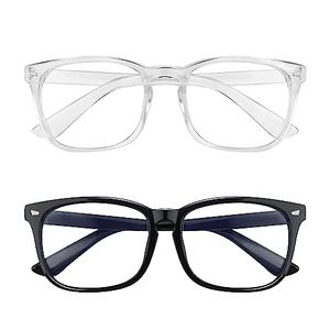 Yekepal Blue Light Blocking Glasses, 2 Pack Blue Light Glasses Men, Blue Light Glasses For Women Computer Gaming TV Phones Eyeglasses Clear Lens Bluelight Glasses Anti Eyestrain UV Glare Black+Clear One Glasses Missing
