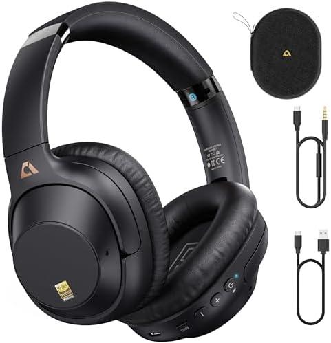 Active Noise Cancelling Headphones, Bluetooth 5.0 Wireless Headphones, LDAC Hi-Res Audio, 90 Hours Playtime, NFC Fast Pairing for Android, Dual Device Connection, Black