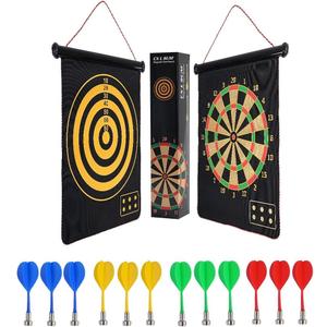 Magnetic Dart Board, Indoor Outdoor Dart Games for Kids with 12pcs Magnetic Darts, Safety Toy Games, Rollup Double Sided Board Game Set for Gifts