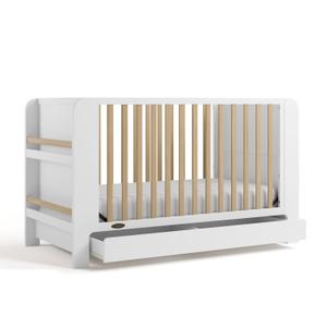 Graco Read-with-Me 4-in-1 Convertible Crib with Drawer (White with Driftwood) - GREENGUARD Gold Certified Converts to Toddler Bed, Daybed, and Functional Bookshelves