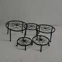 5 Packs Metal Plant Stand Indoor, Outdoor Black Plant Stand for Multiple Plant, Rustproof Iron Round Heavy Duty Flower Pot Stand, Plant Shelf for Planter Garden Home