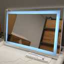 Hasipu Vanity Mirror with Lights, 32" x 20" LED Makeup Mirror, Lighted Makeup Mirror with Dimmable 3 Modes, Touch Screen Control Vanity Mirror Square White