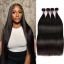 12A Straight Human Hair Bundles 22 24 26 28 Inch 100% Unprocessed Brazilian Virgin Raw Weave 4 Bundles Deals Real Natural Black Wavy Human Hair Extensions 1B for Women