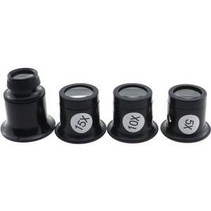 3 x 4PCS Jewelry Magnifier 4 in 1 Magnifier Set 5X 10X 15X 20X Dome Optical Lens Gemstone Diamond Stamp Reading Newspaper Craft Watch Repair for Beading Sewing Soldering Jewelry Making Black
