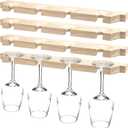 Ripeng 4 Pcs Wall Mounted Wood Stemware Rack Champagne Holder Rustic Wine Glass Hanging Shelf Wood Floating Glassware Wall Holder for Party Kitchen Bar Organizer 17 x 3 x 0. 8 Inch (Wooden Color)