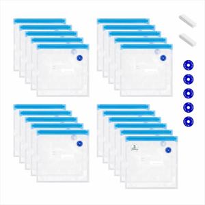 21 Pcs Reusable Vacuum Sealer Bags(8.5 * 8.5in), BPA Free Sous Vide Bag, with Sealing Clips & Leak-Proof Design for Sous Vide Cooking, Freezer, Microwave Heating
