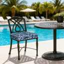 LVTXIII Outdoor Chair Cushions 20x20x3 Inch, Square Water-Repellent Patio Seat Cushions with Ties & Hidden Zipper, 2 Pack Thick Foam Chair Pads for Garden Furniture, Flower Navy
